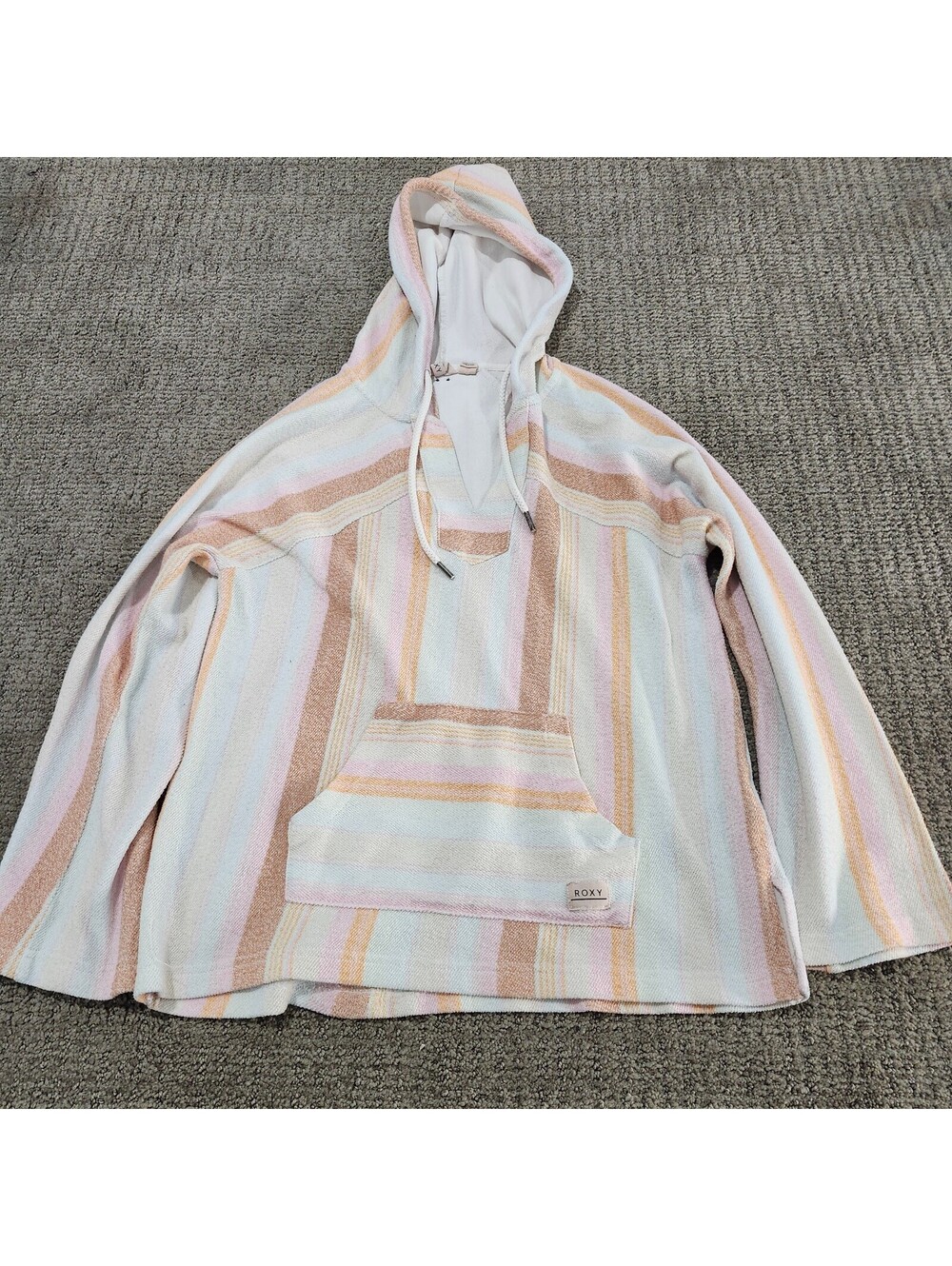 Roxy Striped Multicolor Hooded Pullover Sweatshirt Women's Size Medium